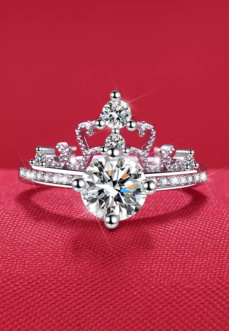 Cincin Wanita R033 Original Crown Design Perhiasan Cewek Dilapisi Platinum Anti Luntur Rings