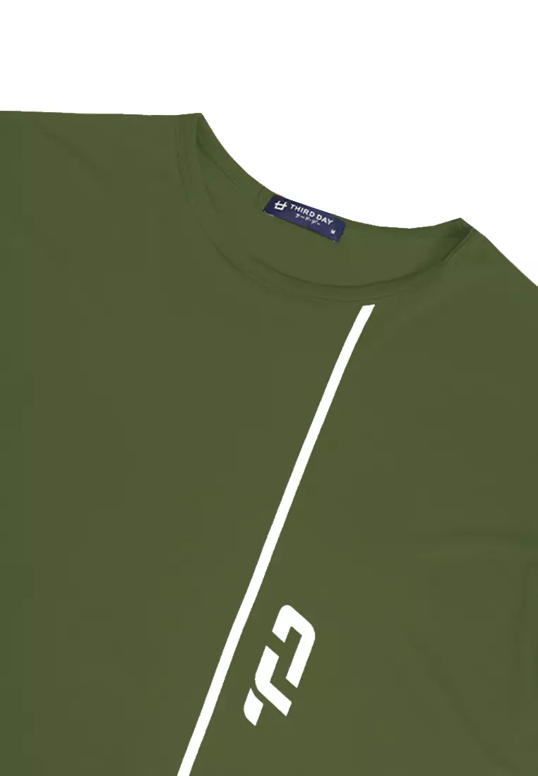 LSA37 Sport CL Crop Loose Wanita Logo Line Ver Hijau Army