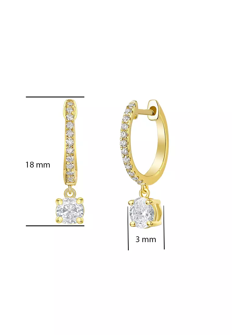 Lab Grown Diamond 0.75ct Round Drop diamond hoop Earrings