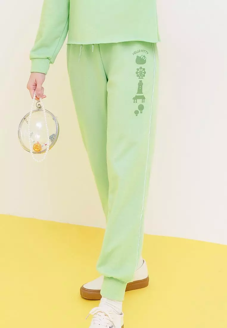 HELLO KITTY Taiwan Print UV-Protection Colorblock Jogger Pants for Women [KB1442]