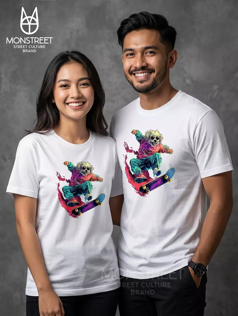 Monstreet Kaos Katun Combed 24S Grafis Reguler Fit Putih Tshirt UTR119 Cotton Combed 24S Graphic Tshirt Regular Fit White Tshirt