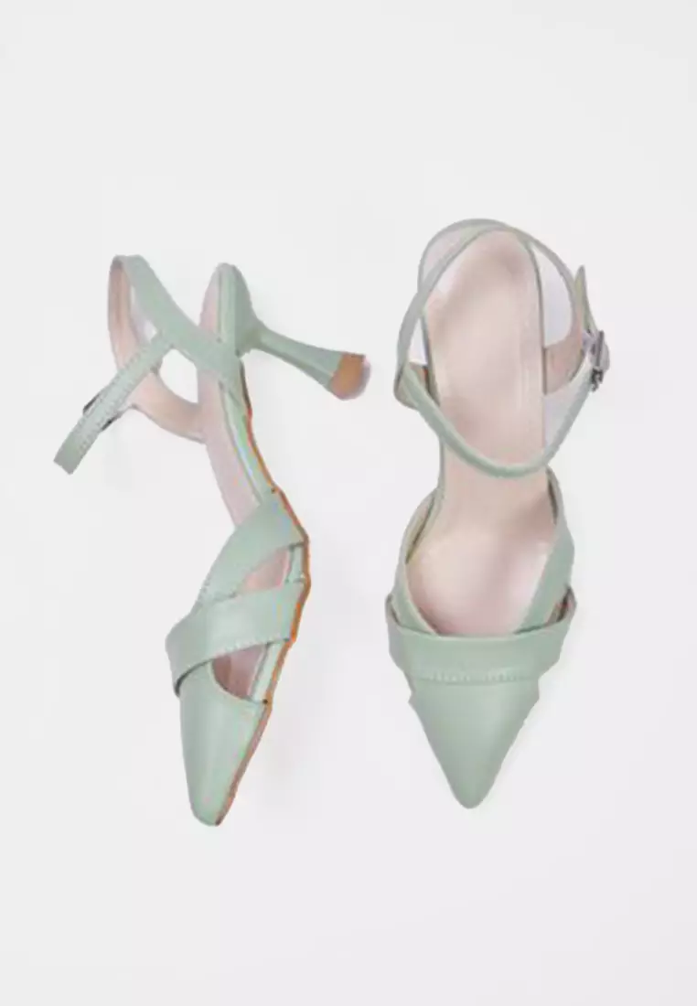 Mint Cut Out Detail Pointed Toe Women's Classic High-Heeled Shoes Takss25To00029