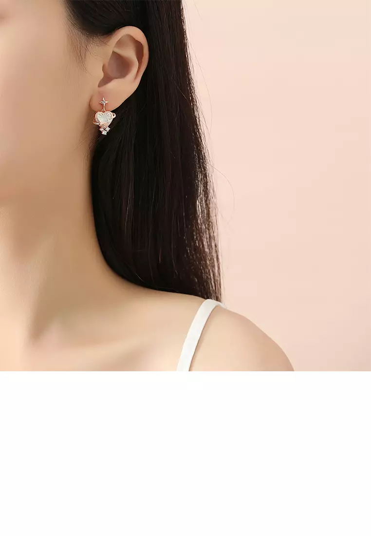 0.5CT Round Cubic Zirconia Halo Eye Shape Stud Earring in 925 Silver