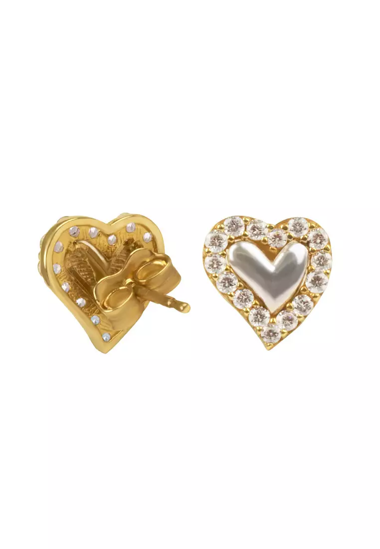 Elevated heart online stud earrings