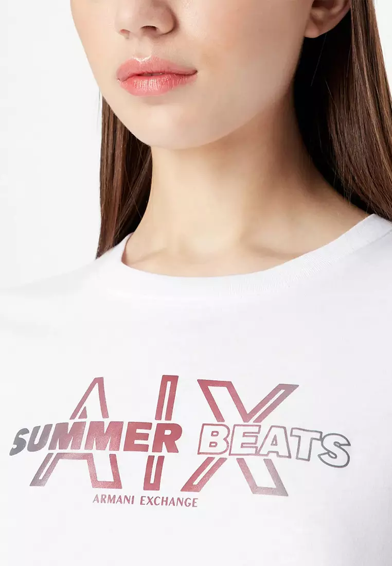 Buy Armani Exchange Summer Beats Slim Fit Organic Cotton Crew Neck