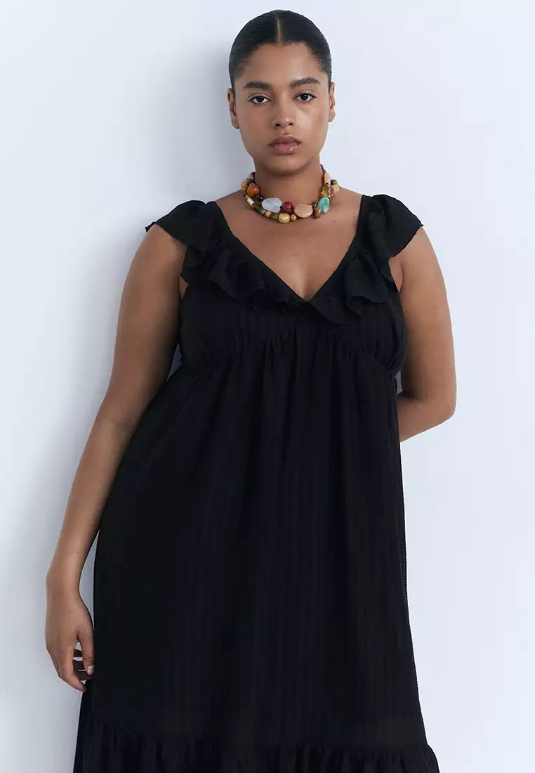 Long Dress With Ruffle Neckline