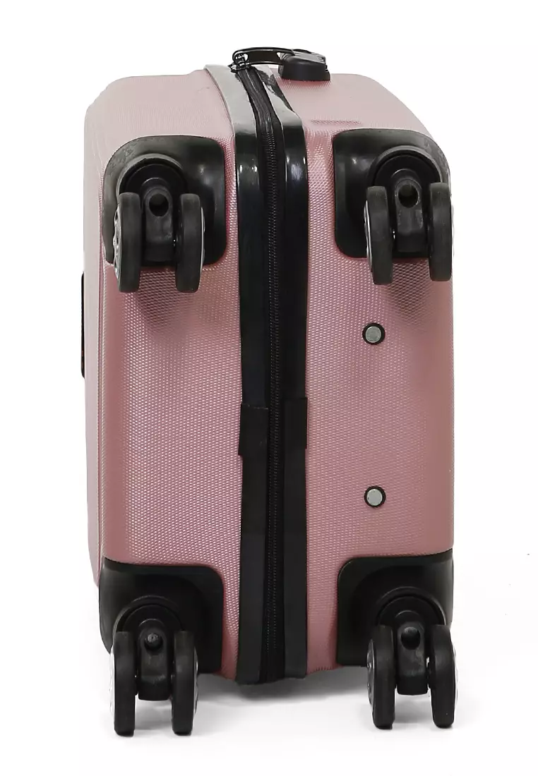 Caroline Koper Hardcase Unisex Size 18 Inch Tas Travel Large Compartment Material ABS+PVC Coated ORIGINAL - Pink