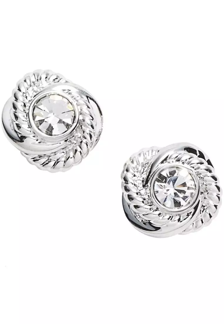 Kate Spade Infinity Beyond Knot Studs Earrings in Clear Silver o0ru2787