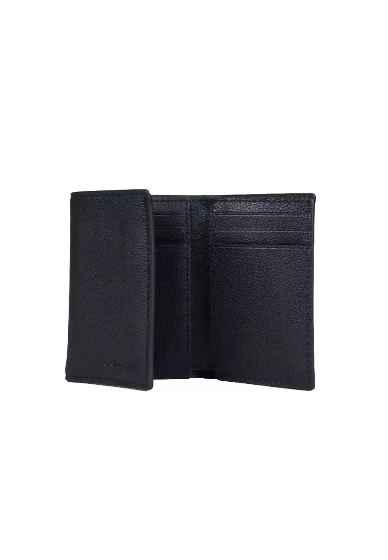 Coach Trifold Wallet Sportcalf Leather In Black 23845