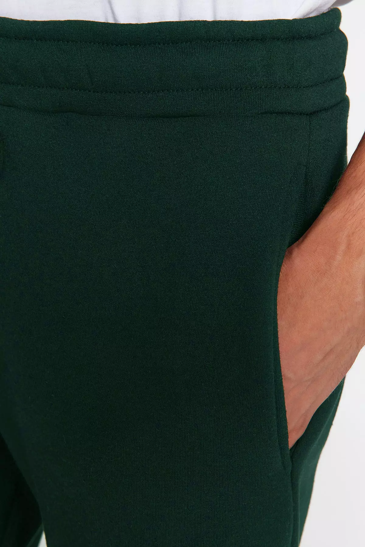 Green Regular Cut Cotton Open Leg Sweatpants