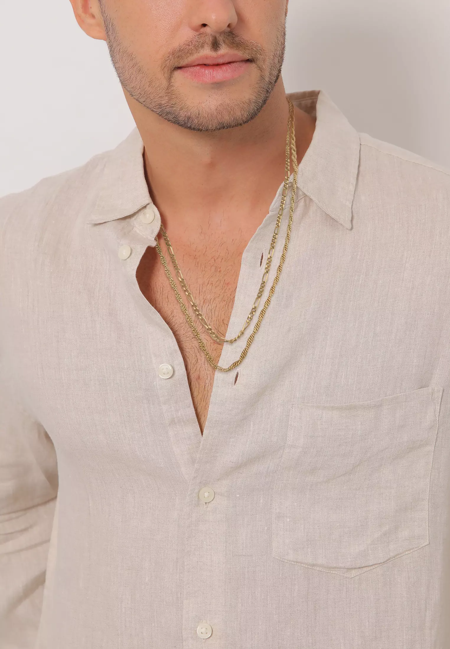 Necklace Men Cord Figaro Set Of 2 Gold Plated