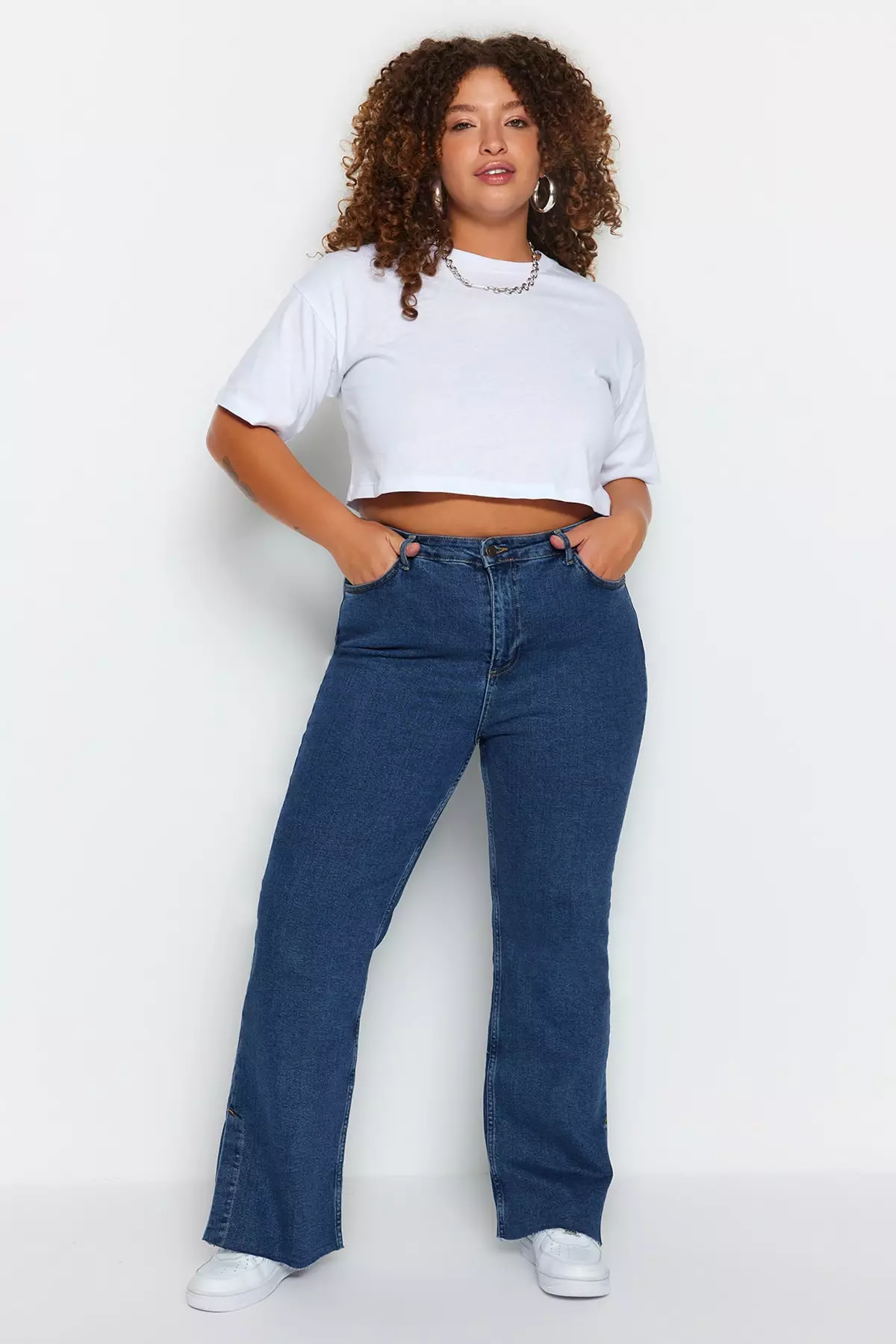 Plus size cropped flare on sale jeans