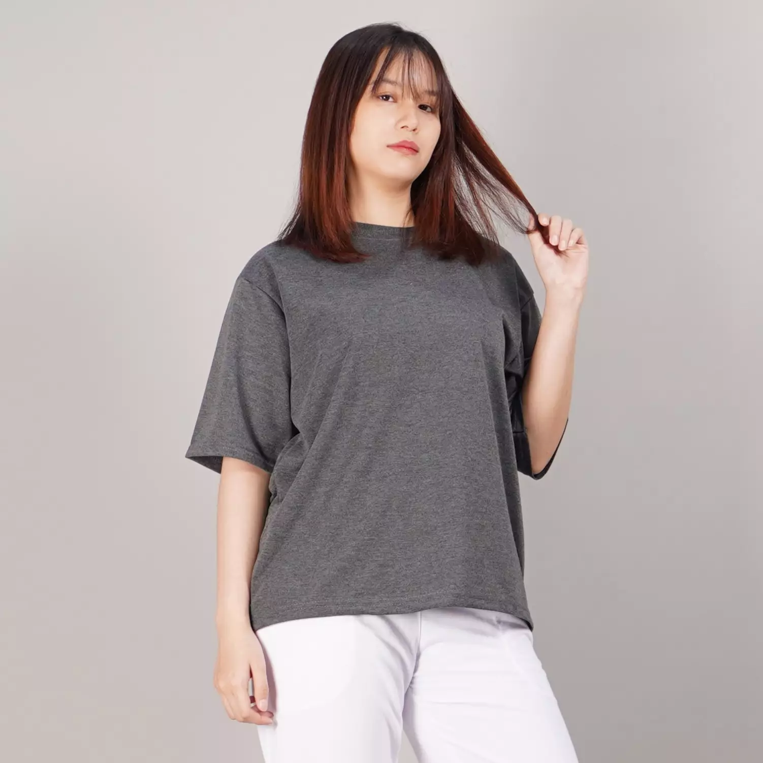 GEORGIE Basic T-Shirts Wanita Kaos Polos Wanita Kaos Oversize - ABU TUA