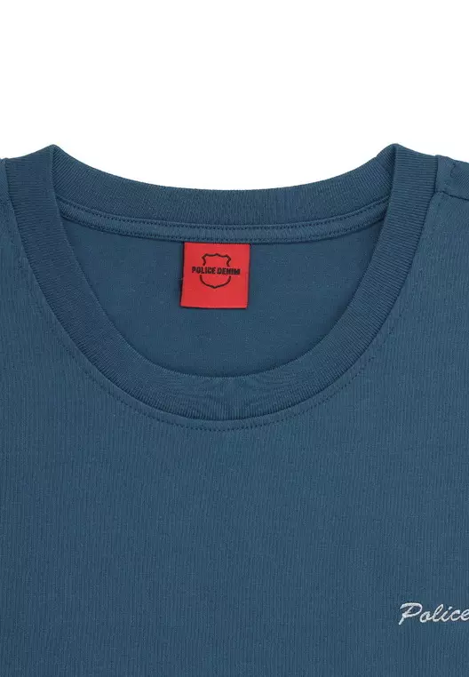 POLICE T-Shirt Salur Bordir Cotton Premium Pria