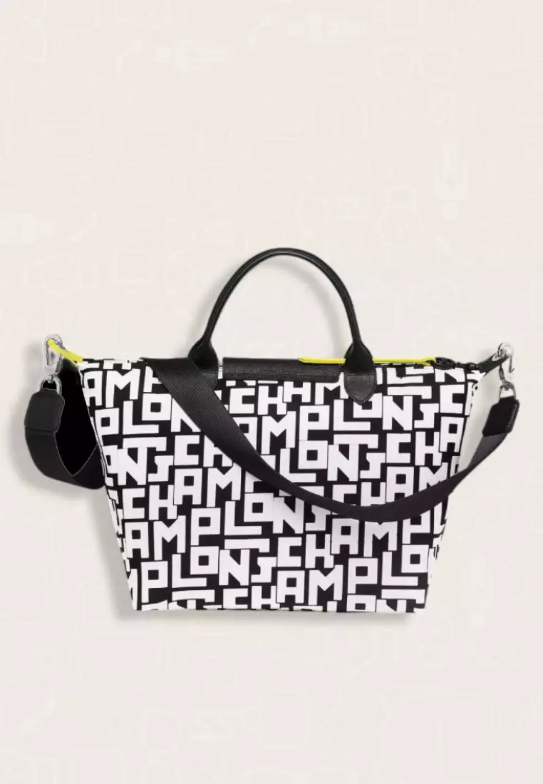 Longchamp Le Pliage LGP M Handbag Black White