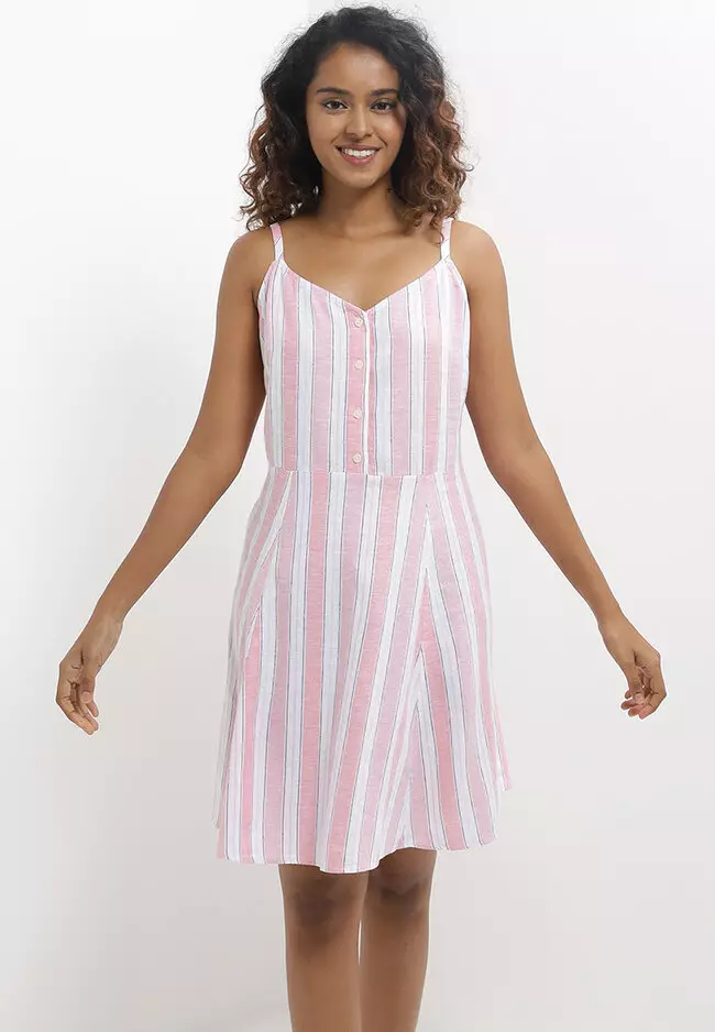 Buy GAP Button Front Cami Dress in Pink Multi Stripe 2024 Online