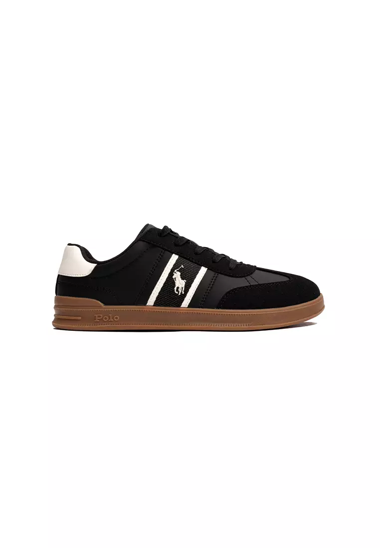 Discount on Polo Ralph Lauren  shoes - SKU: Heritage Court Iii T-Toe Sneaker-Black/ White (125300)