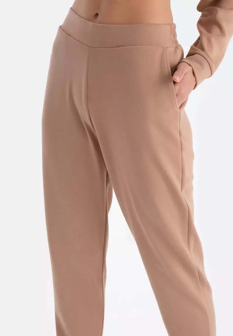 Light Brown Trousers, Regular Fit, Loungewear for Women