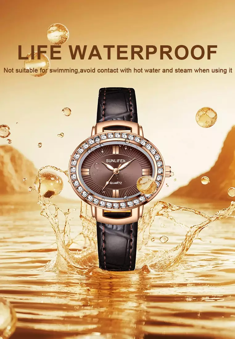 Jam Tangan Wanita Original Korea Kuarsa Antik Tali Kulit Kasual Oval Jam Tangan Cewek E052 brown