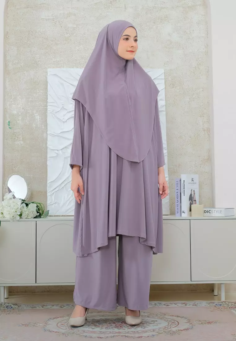 Cotton Bee - Lunara Tunik Set | Tunik Kulot Khimar | Setelan Wanita - XL