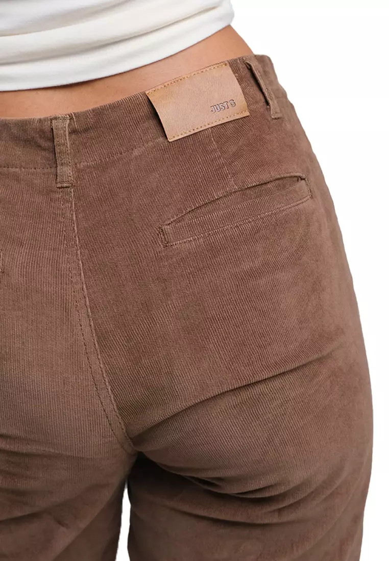 Corduroy Wide Leg Pants With Front Pockets