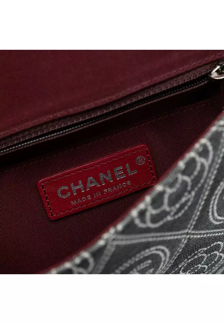 Pre-Loved Chanel Camellia Printed Canvas Double Side Flap