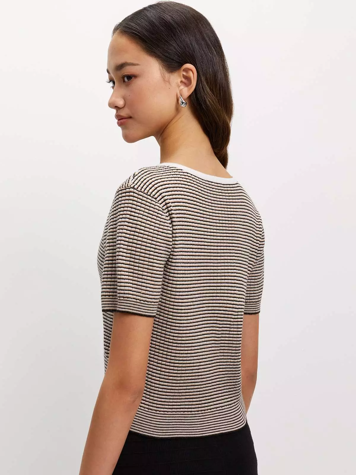 Textured Button-Up Top - Black