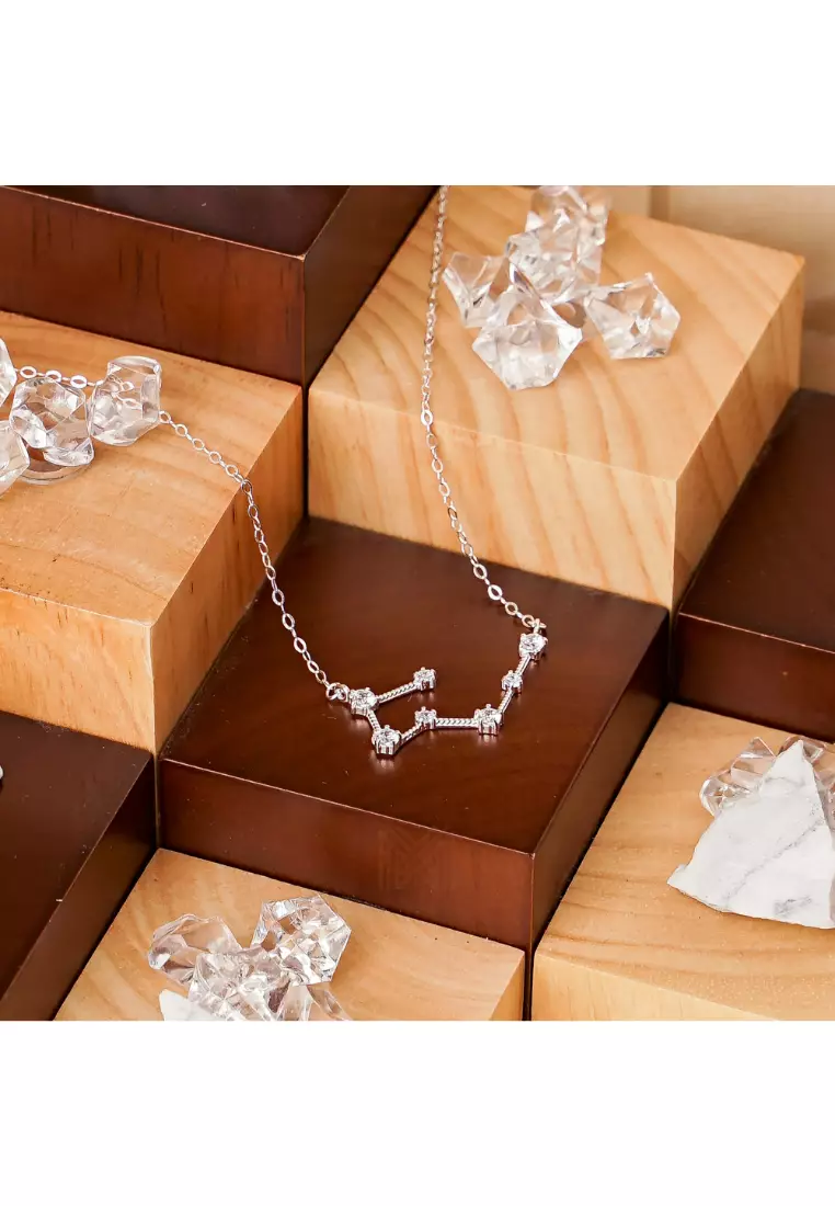 Match The Stars Taurus Constellation Silver Necklace with 925 Sterling Silver