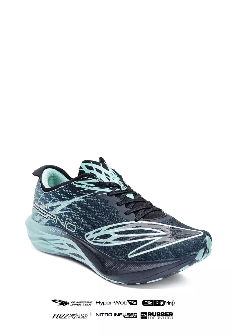 910 Nineten Haze Inferno Sepatu Lari - Hitam/Hijau