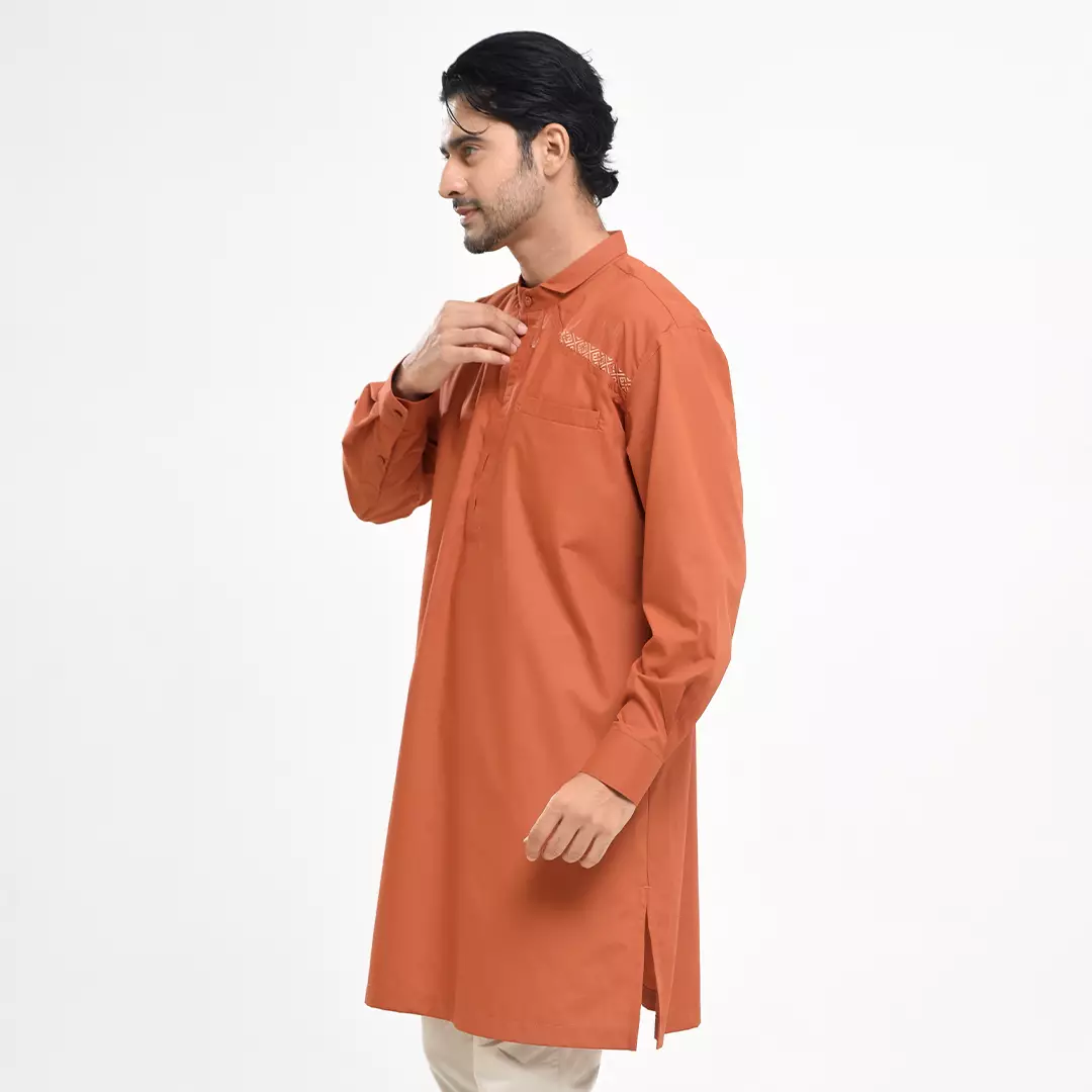 Rabbani - Jubah Koko Muslim Pria Lengan Panjang Dewasa Midi Zaigham Exclusive - Terracota