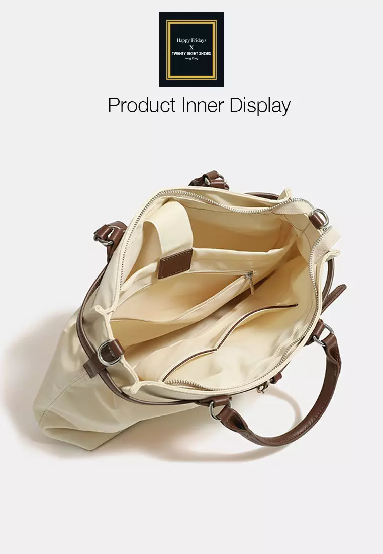 Multi Purpose Nylon Oxford Patch Genuine Leather Laptop Tote Bag JW MJ-1388