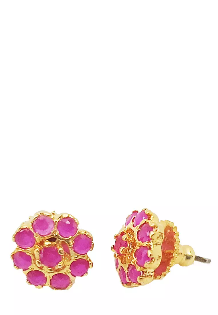 Ruby  Studs  Earring Gold