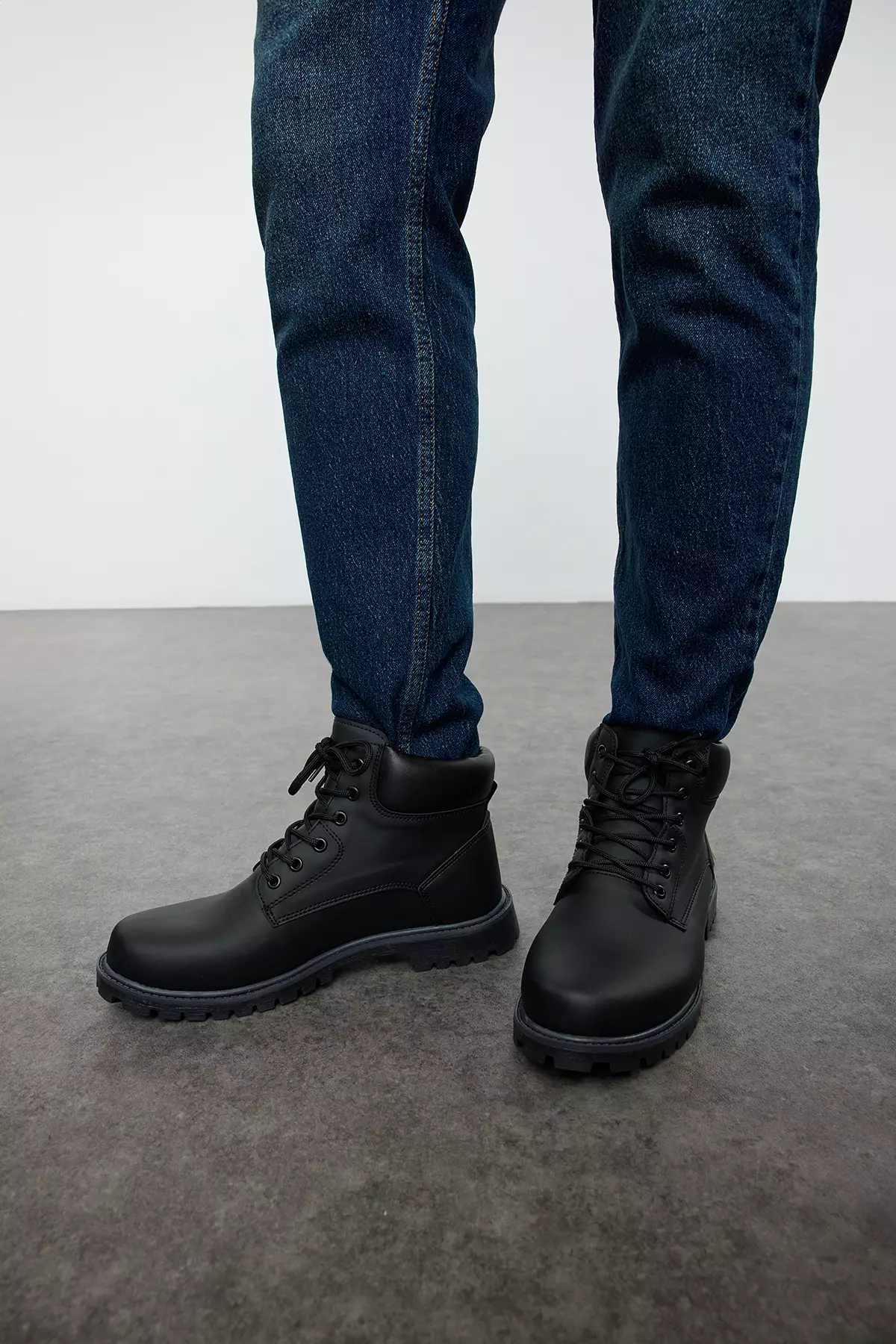 Men's Boots - Black, Plain, Lace-Up Takaw25Bo00042