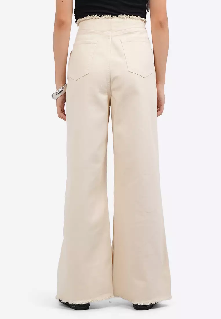 Frayed High Waist Baggy Jeans