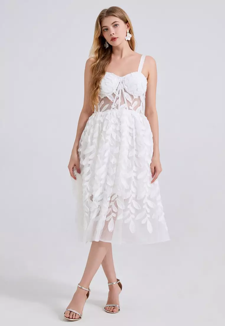 2025 New Romantic Flower Slim Suspender Dress CA25070938W