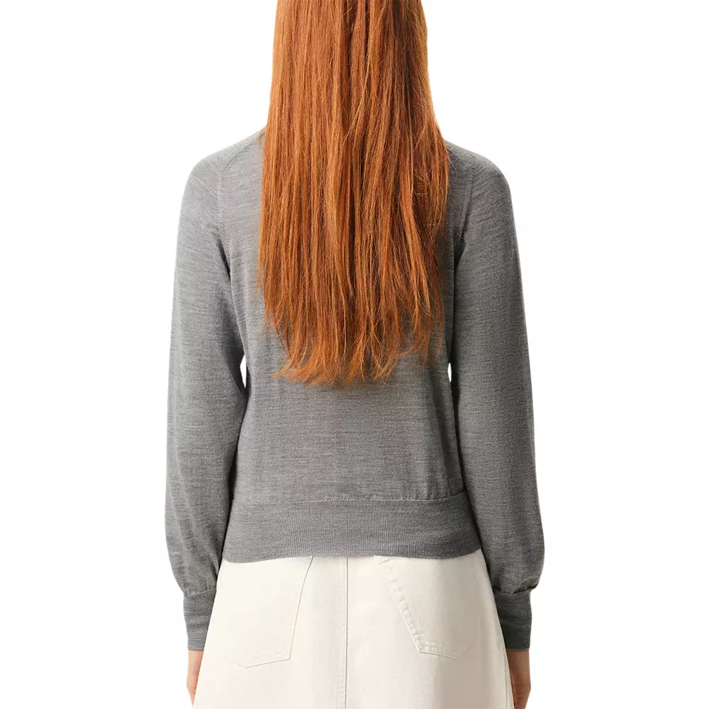Black Ami De Coeur Wool Crewneck Cardigan Heather Grey