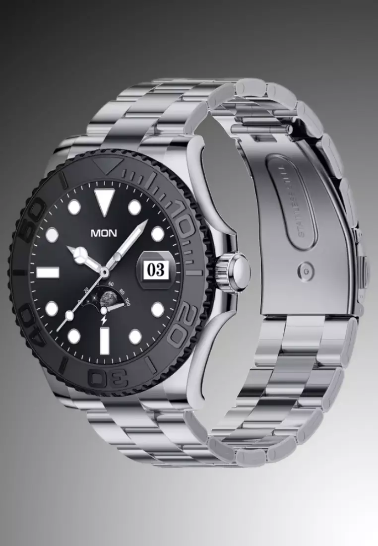 Sport/Luxury Smart Watch, Daily Life Waterproof, Stainless Steel Bracelet + 1 free Silicone Strap