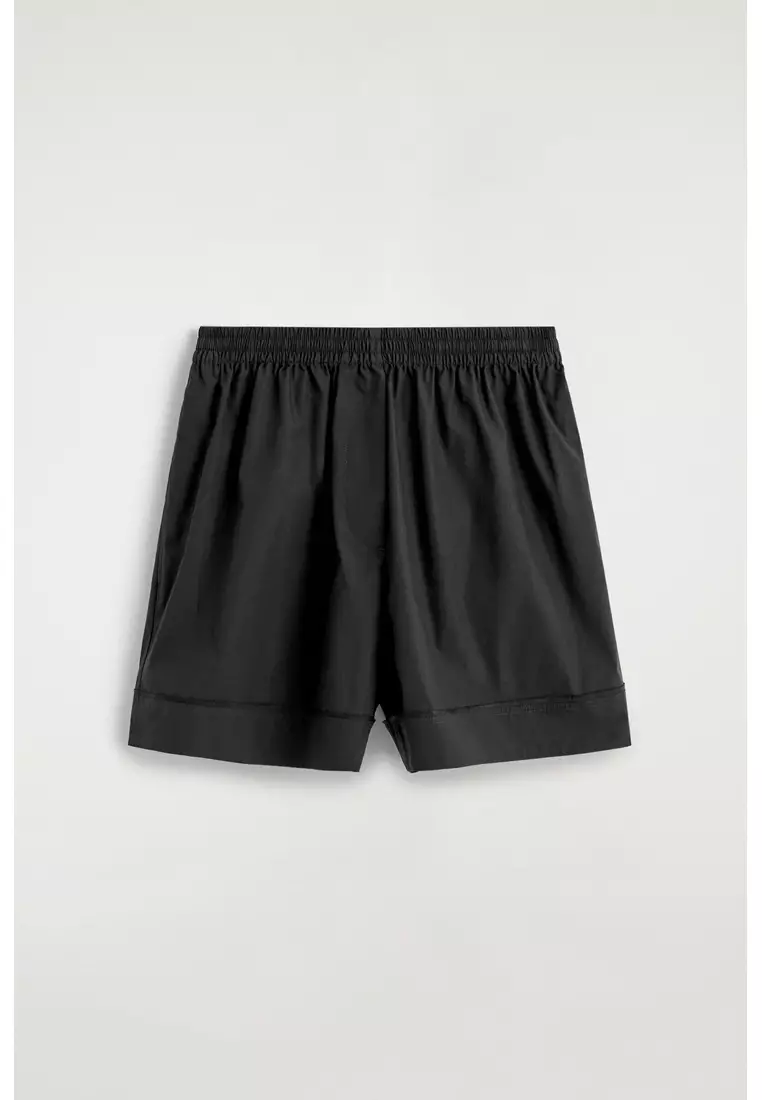 ELASTICATED GROSGRAIN-DETAIL COTTON SHORTS