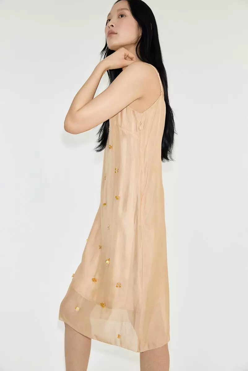 Sheer embellished strappy dress