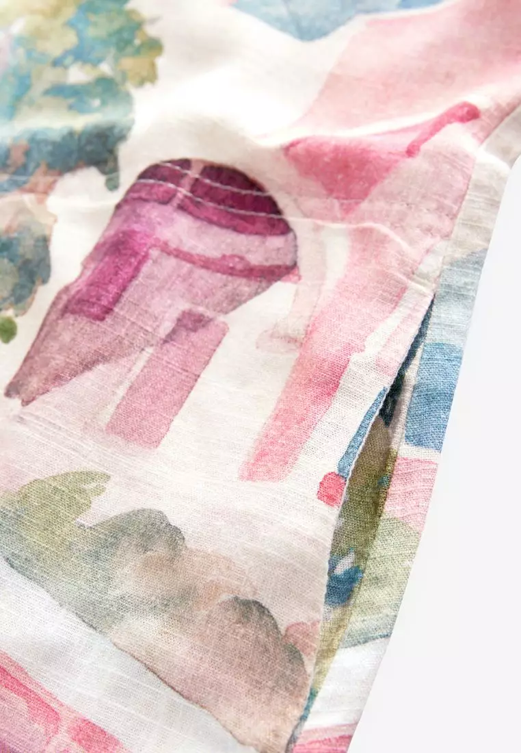 Linen Scoop Back Mini Shift Dress