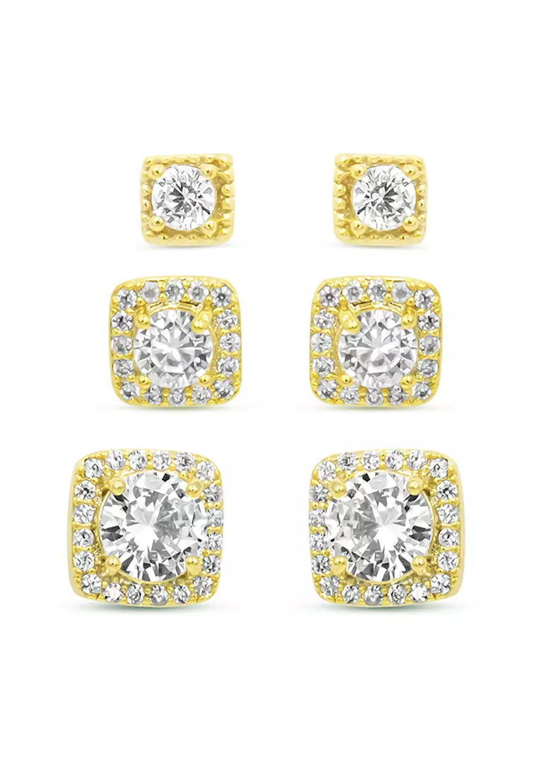 Gold stud clearance earring set