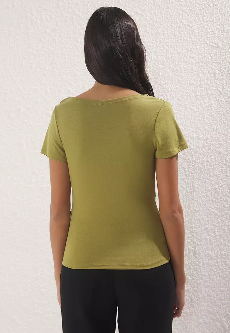 Oil Green Knitted Blouse Twoss25Bz00278