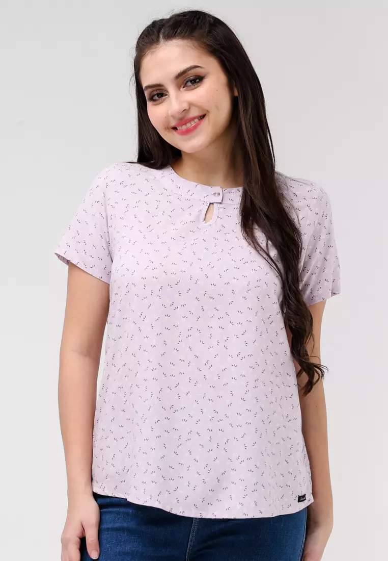 Woven Printed Rayon Short Sleeves Blouse