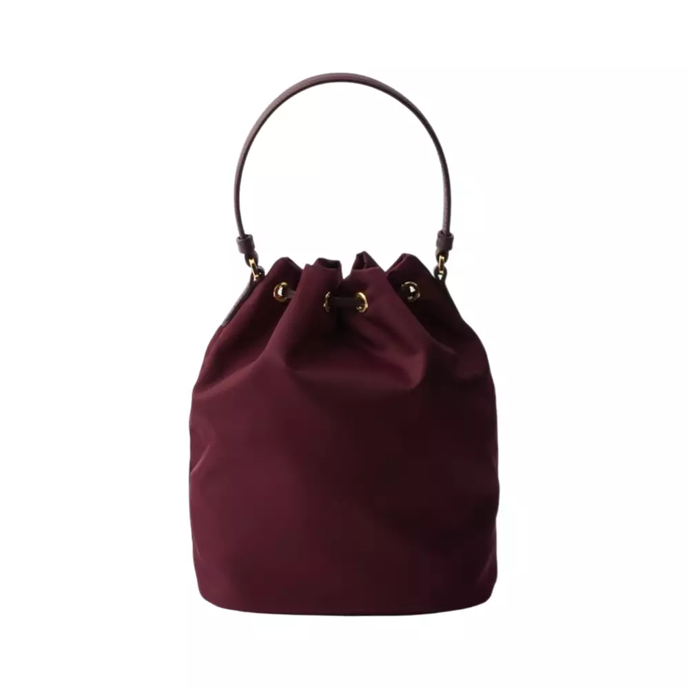 Duet Re-Nylon Bucket Shoulder Bag Burgundy