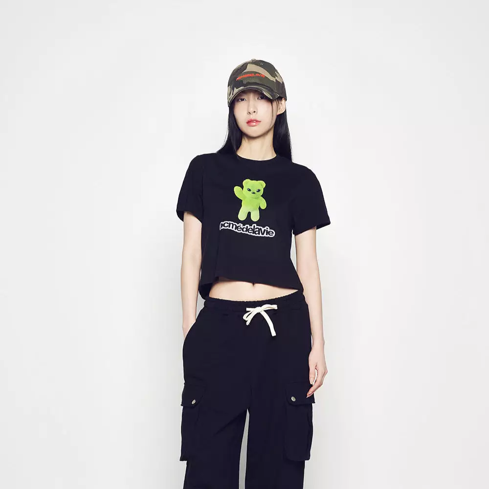 ALIEN BEAR CROP SHORT SLEEVE T-SHIRT BLACK
