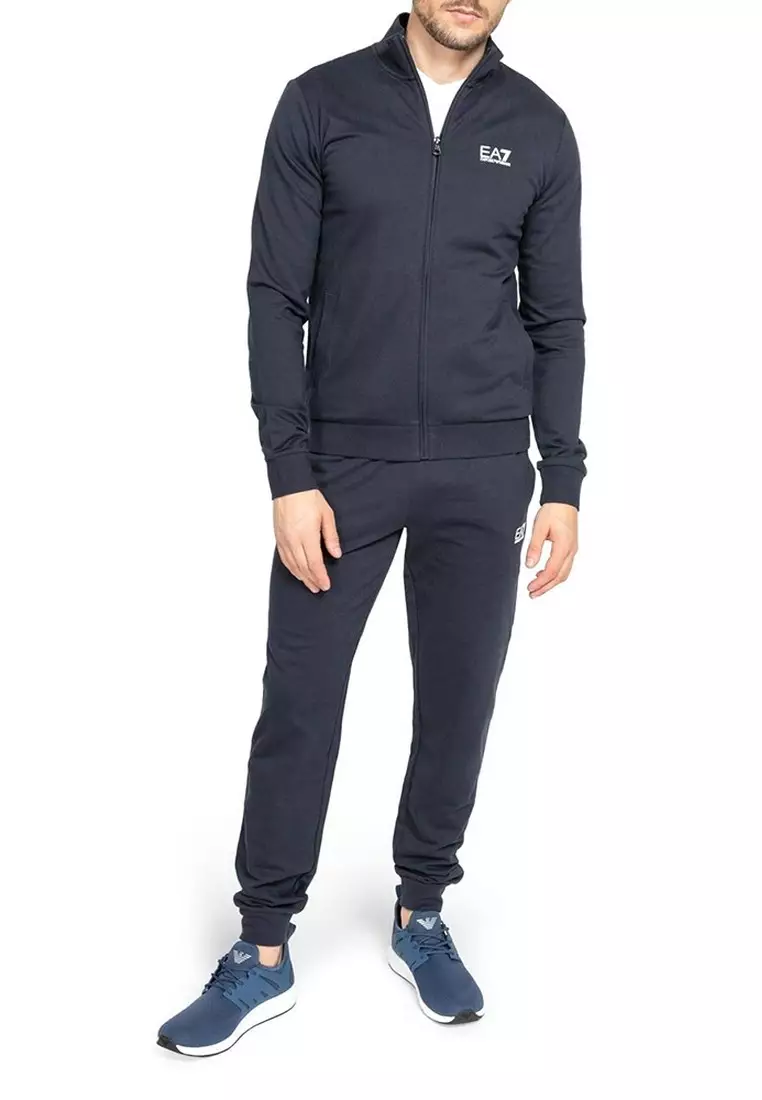 Buy EA7 Ea7 Core Identity Cotton With Logo Tracksuit in Midnight Blue ...
