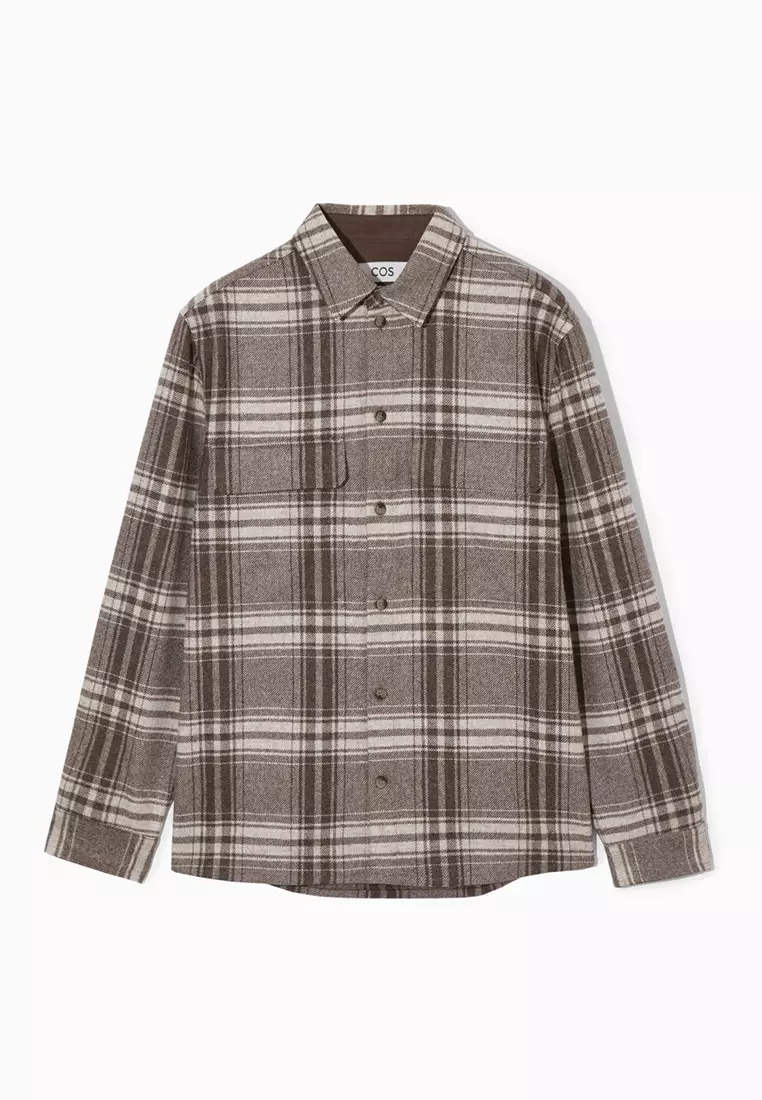 Checked Wool-Flannel Overshirt