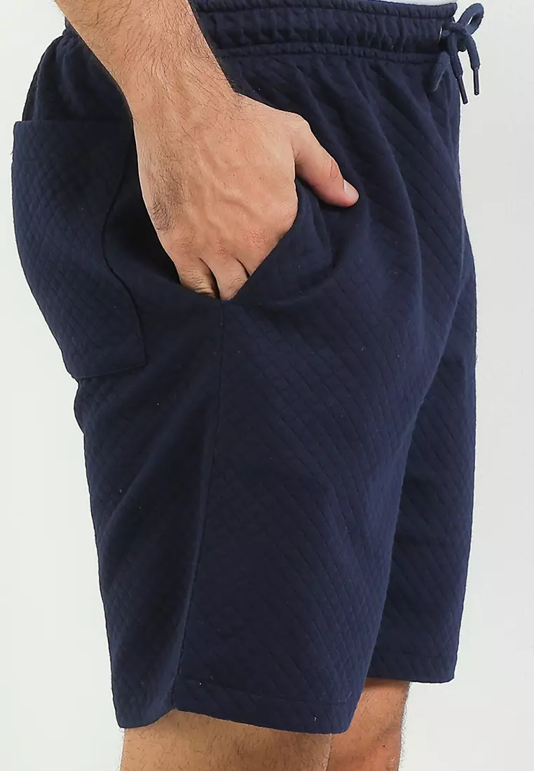 SYZLO Setelan Hoodie Comfy  Diamond Cotton Fleece Atasan Dan Bawahan Boardshort 1 Stel - Navy Blue