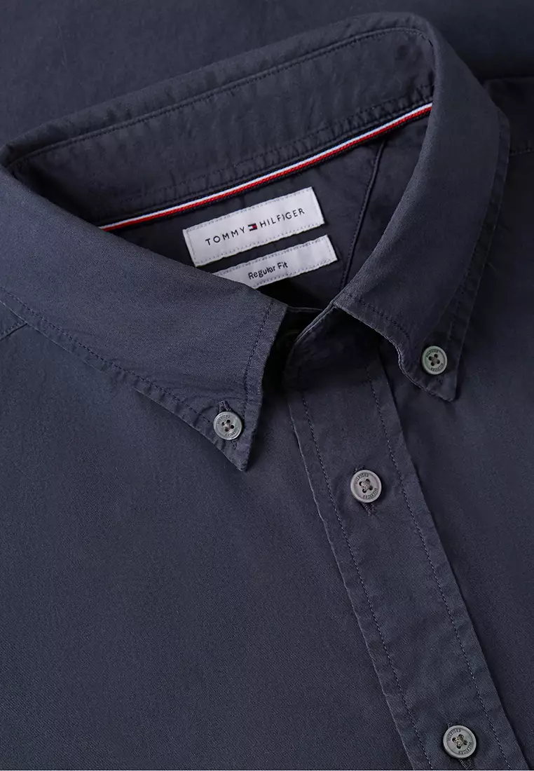 Regular Fit Washed Poplin Short Sleeves Shirt - Th Mainline