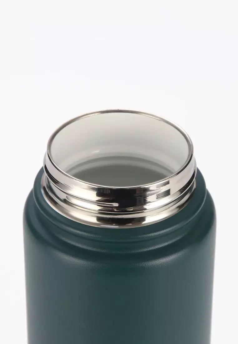 Crossing Urban Ceramic S/S Insulated Screw Cap Sports Bottle With Handle 720ml - Squash (Dark Green)